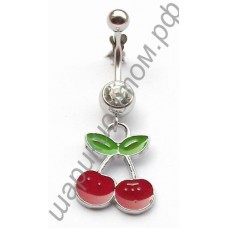 Кольцо в пупок cherry dangling belly ring body