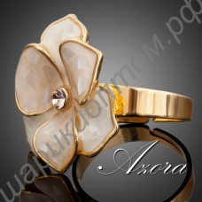 Кольцо Flower Ring Austrian Crystal Adjustable 18K Real Gold Plated
