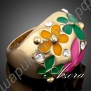 Кольцо Flower and Butterfly Oil Painting Pattern Ring 18K Real Gold Plated