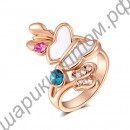 Кольцо 18K Rose Gold Plate Double Color Butterfly Diamond Ring
