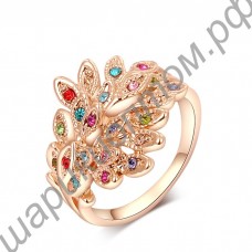 Кольцо 18K Rose Gold Plated Drill Peacock Ring Nice