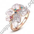 Кольцо Trendy Party Style 18K Rose Gold Plated SWA ELEMENTS Austrian Crystal White Flowers