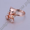 Кольцо Cute teddy bear ring mixed batch of imported Czech zircon jewelry 18 k rose gold